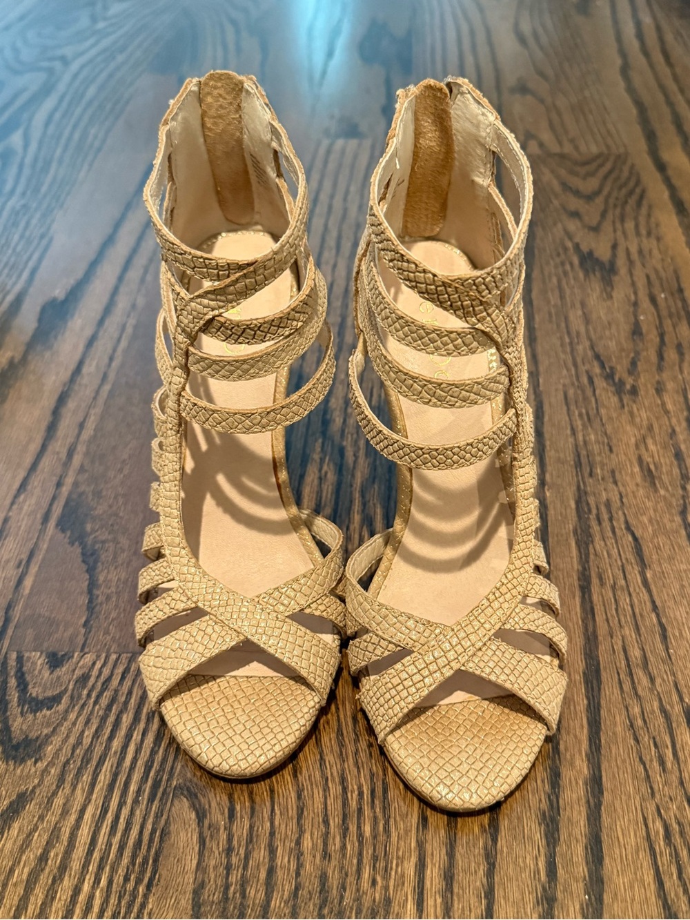 Beige Strappy Gladiator Heels